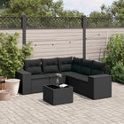 6-piece Lounge Set with cushions poly rattan black