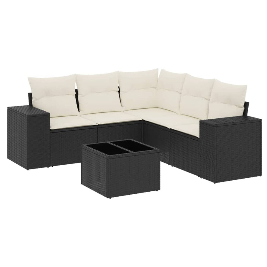 6-Delige Loungeset Met Kussens Poly Rattan Zwart