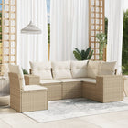 5-piece Loungeset with Cushions Poly Rattan Beige