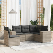 Loungeset 5-delig poly rattan lichtgrijs