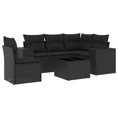 6-Delige Loungeset Met Kussens Poly Rattan Zwart