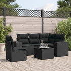 6-piece Lounge Set with cushions poly rattan black