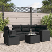 Loungeset 6-delig poly rattan zwart