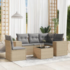 6-piece Lounge Set with cushions poly rattan beige