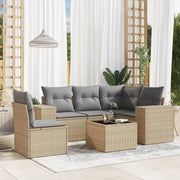 Loungeset 6-delig poly rattan beige