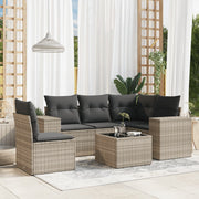 Loungeset 6-delig poly rattan lichtgrijs