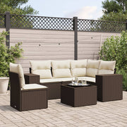 Loungeset 6-delig poly rattan bruin