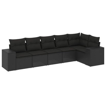 6-Delige Loungeset Met Kussens Poly Rattan Zwart