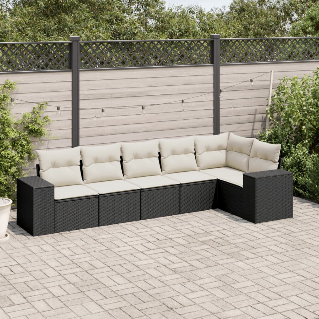 6-Delige Loungeset Met Kussens Poly Rattan Zwart