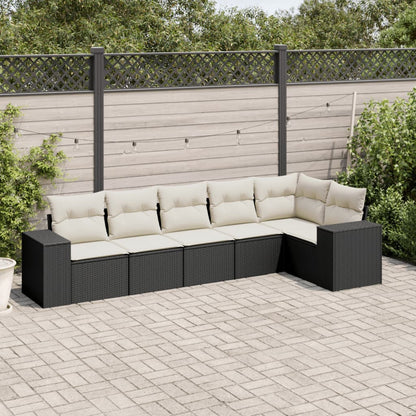 6-Delige Loungeset Met Kussens Poly Rattan Zwart