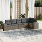 6-piece Lounge Set with Cushions Poly Rattan Grey