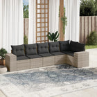 6-piece Lounge Set with cushions poly rattan light grey