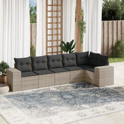 Loungeset 6-delig poly rattan lichtgrijs