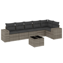 7-Delige Loungeset Met Kussens Poly Rattan Grijs