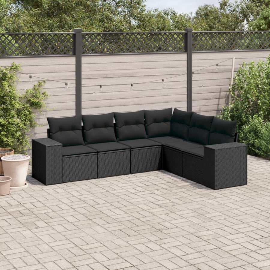 6-Delige Loungeset Met Kussens Poly Rattan Zwart