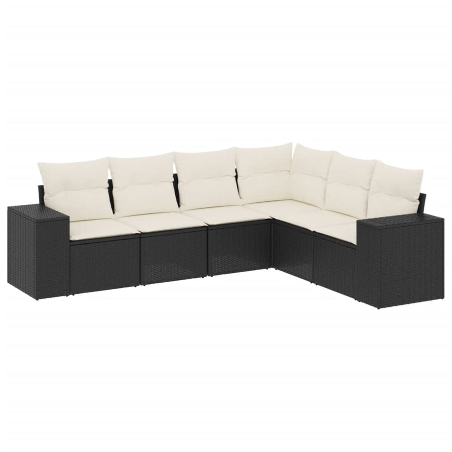 6-Delige Loungeset Met Kussens Poly Rattan Zwart