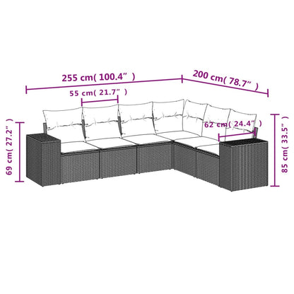 6-Delige Loungeset Met Kussens Poly Rattan Zwart