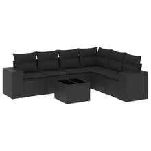 7-Delige Loungeset Met Kussens Poly Rattan Zwart