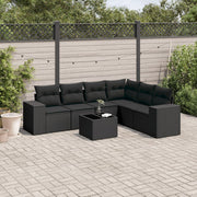 Loungeset 7-delig poly rattan zwart
