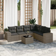 Loungeset 7-delig poly rattan grijs
