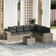 Loungeset 7-delig poly rattan lichtgrijs