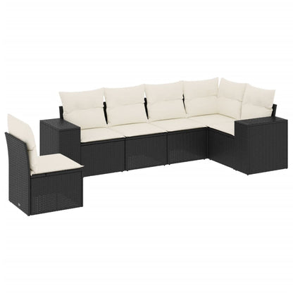 6-Delige Loungeset Met Kussens Poly Rattan Zwart