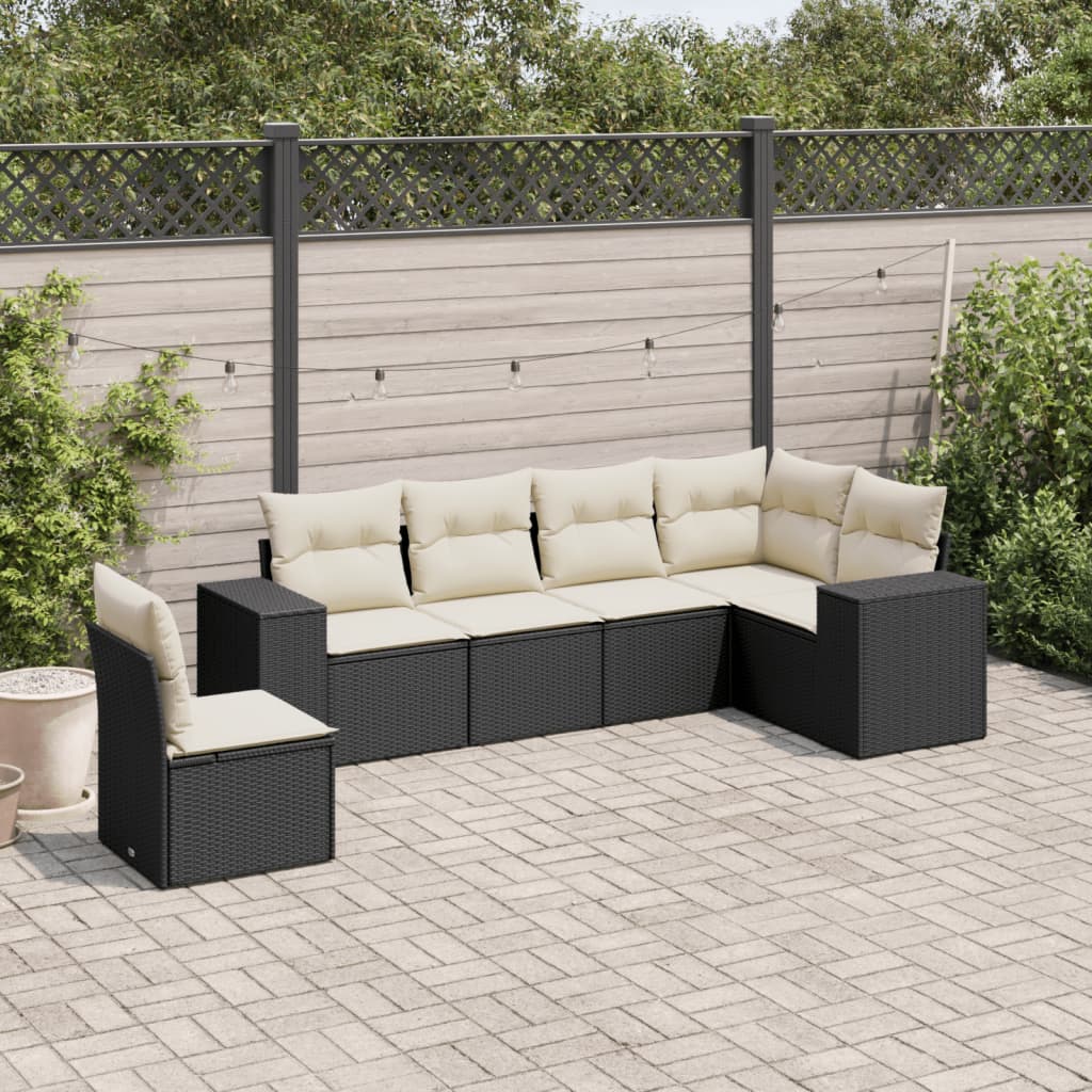 6-Delige Loungeset Met Kussens Poly Rattan Zwart