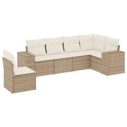 6-Delige Loungeset Met Kussens Poly Rattan Beige