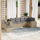 6-piece Lounge Set with cushions poly rattan beige