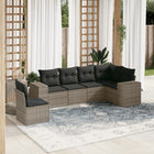 6-piece Lounge Set with Cushions Poly Rattan Grey