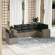 6-piece Lounge Set with Cushions Poly Rattan Grey