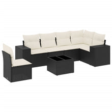 7-Delige Loungeset Met Kussens Poly Rattan Zwart