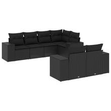 7-Delige Loungeset Met Kussens Poly Rattan Zwart