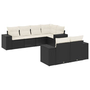 Loungeset 7-delig poly rattan zwart