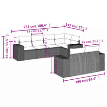 7-Delige Loungeset Met Kussens Poly Rattan Zwart