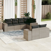 Loungeset 7-delig poly rattan lichtgrijs