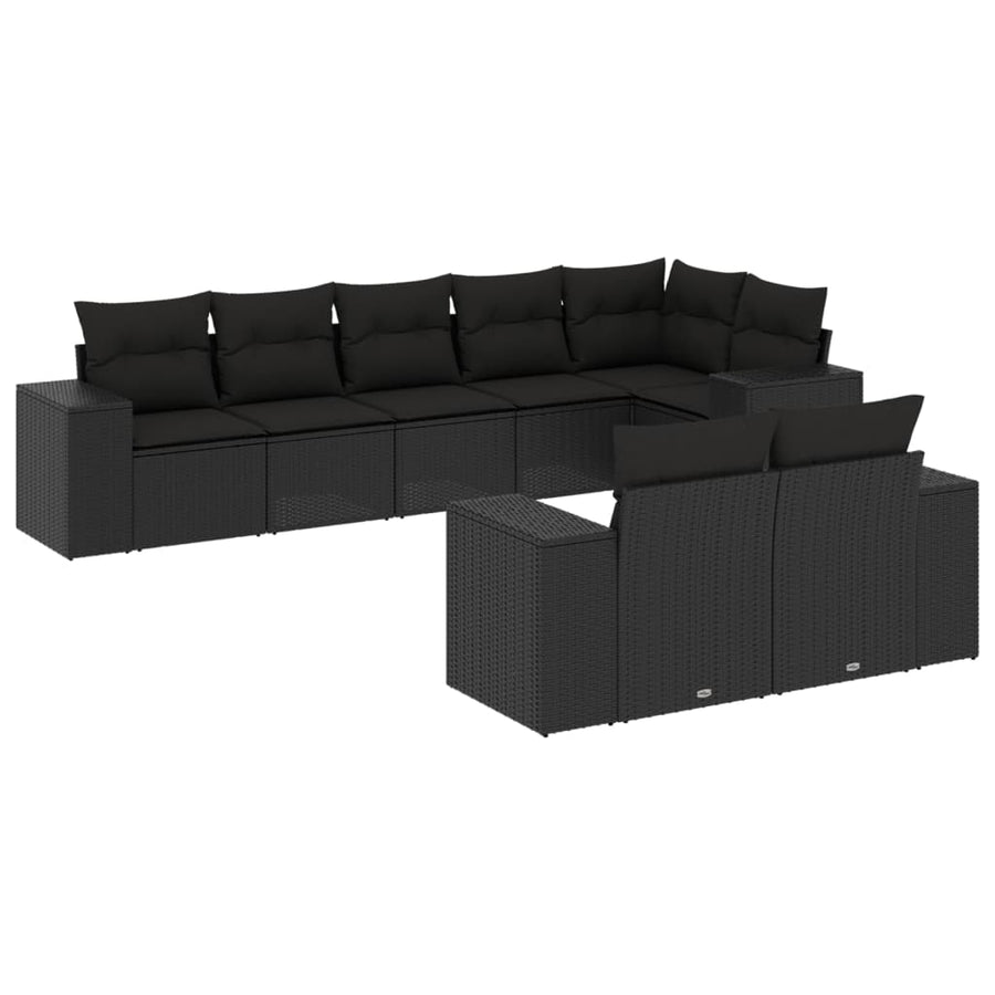 8-Delige Loungeset Met Kussens Poly Rattan Zwart