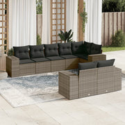 Loungeset 8-delig poly rattan grijs