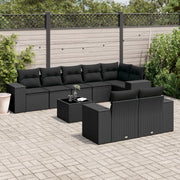 Loungeset 9-delig poly rattan zwart