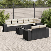 Loungeset 9-delig poly rattan zwart