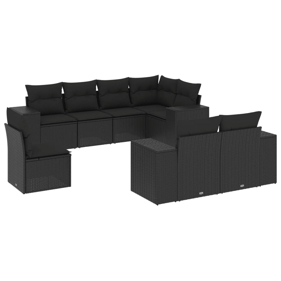 8-Delige Loungeset Met Kussens Poly Rattan Zwart