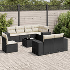 9-piece Lounge Set with cushions poly rattan black