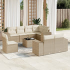 9-Delige Loungeset Met Kussens Poly Rattan Beige