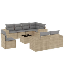 9-Delige Loungeset Met Kussens Poly Rattan Beige