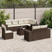 Loungeset 9-delig poly rattan bruin