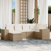 Loungeset 6-delig poly rattan beige