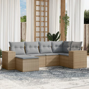 Loungeset 6-delig poly rattan beige