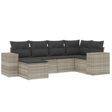 6-delige Loungeset met kussens poly rattan lichtgrijs