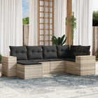 6-piece Lounge Set with cushions poly rattan light grey