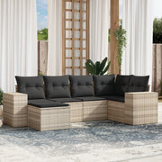 Loungeset 6-delig poly rattan lichtgrijs